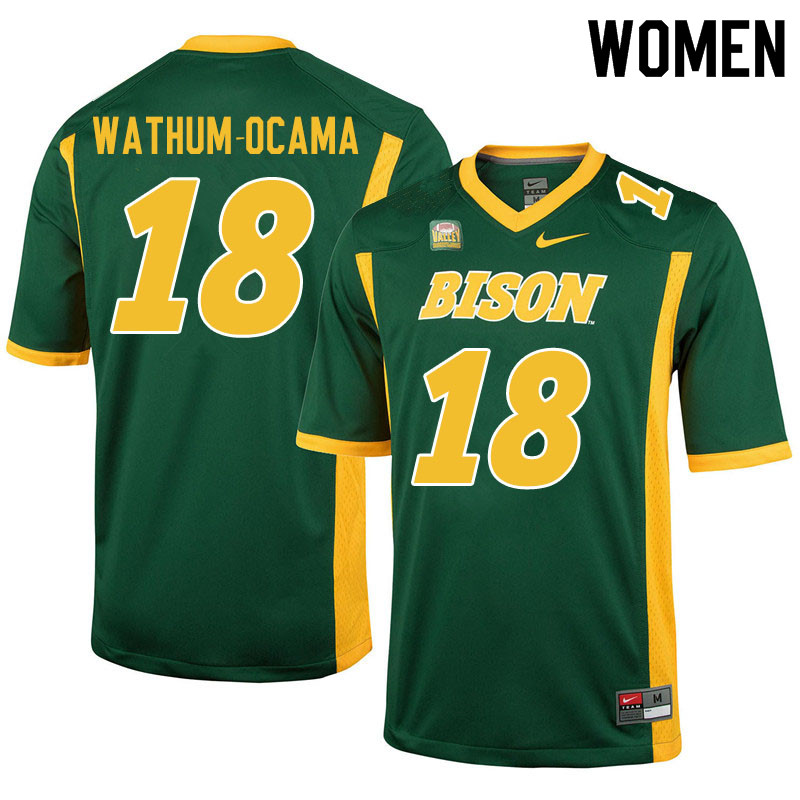 Women #18 Jenaro Wathum-Ocama North Dakota State Bison College Football Jerseys Sale-Green